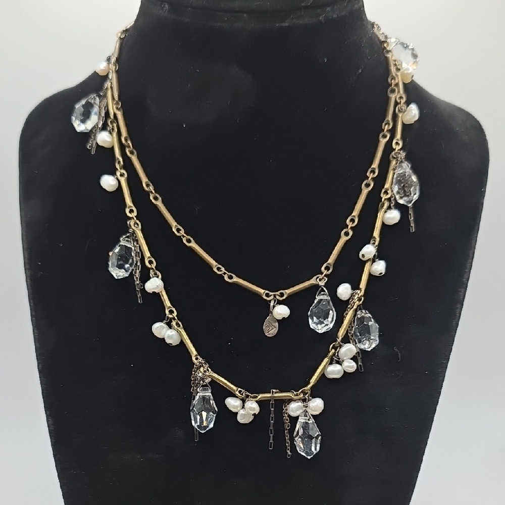 Silpada Gold and Silver Necklace with Pearls and Crystals